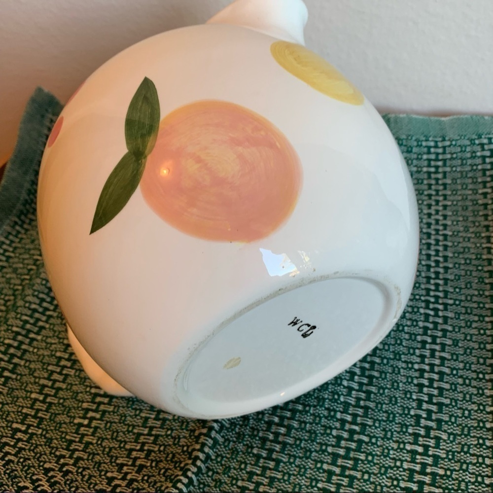 Vintage hand painted ceramic fruit pitcher country farmhouse kitchen decor - Picture 7 of 10